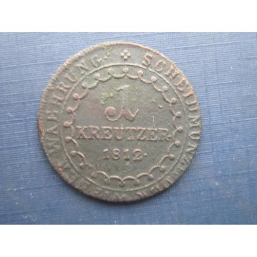 Монета 1 крейцер Австрия 1812 S