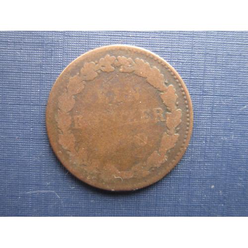 Монета 1 крейцер Германия Герцогство Нассау 1830
