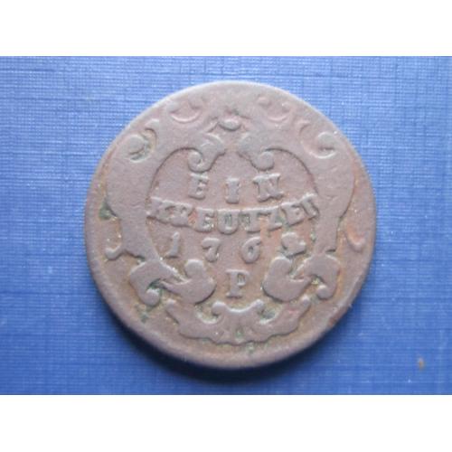 Монета 1 крейцера Австрия Священная Римская империя 1762 Р Прага