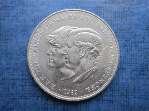 Монета 1 крона (25 пенсов) Великобритания 1981 свадьба Прица Уэльского и Леди Дианы
