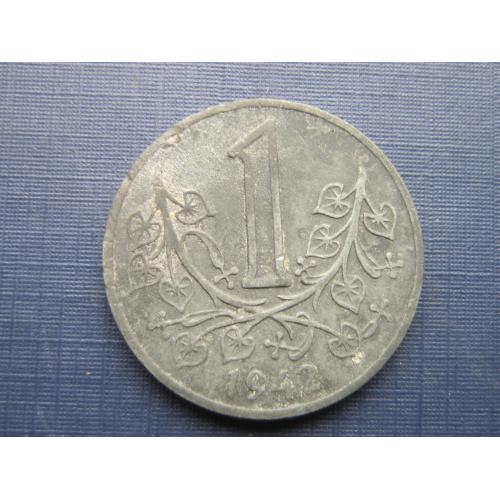 Монета 1 крона Чехия и Моравия 1942 протекторат цинк