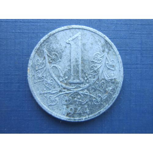 Монета 1 крона Чехия и Моравия 1944 протекторат цинк