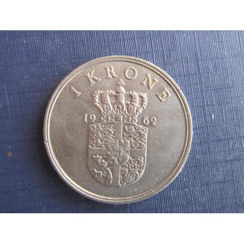 Монета 1 крона Дания 1962