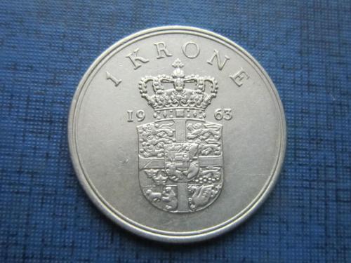 Монета 1 крона Дания 1963