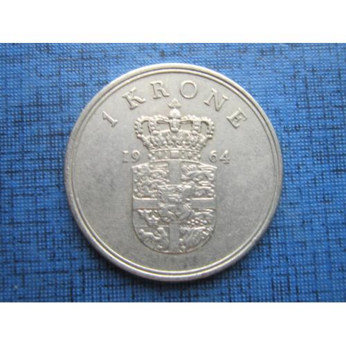 Монета 1 крона Дания 1964