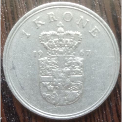Монета 1 крона Дания 1967