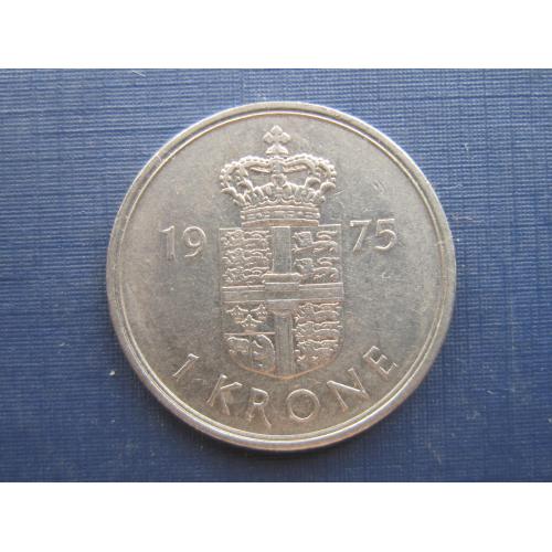 Монета 1 крона Дания 1975