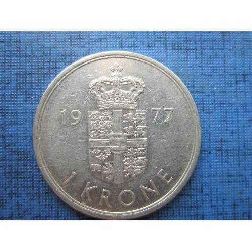 Монета 1 крона Дания 1977
