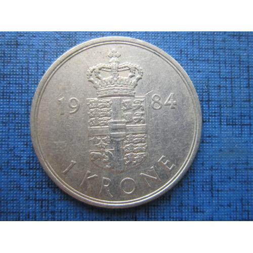 Монета 1 крона Дания 1984