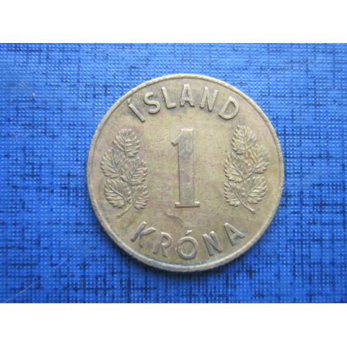 Монета 1 крона Исландия 1966
