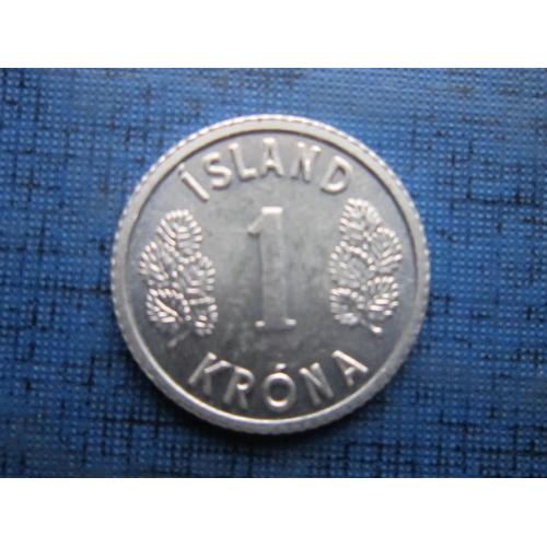 Монета 1 крона Исландия 1976 алюминий состояние