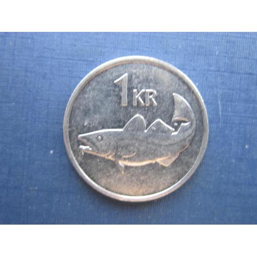 Монета 1 крона Исландия 1996 фауна рыба