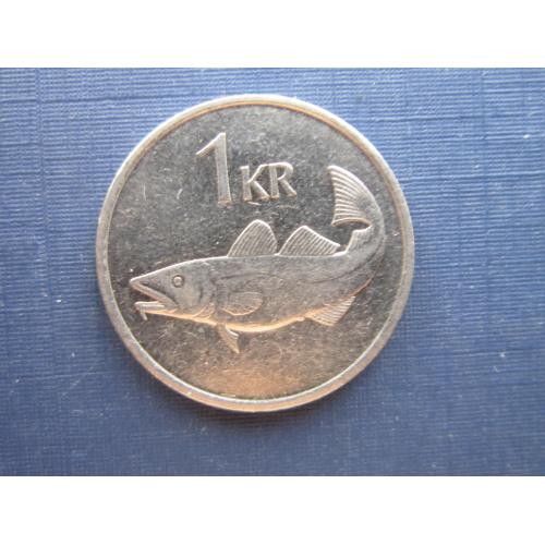 Монета 1 крона Исландия 1999 фауна рыба