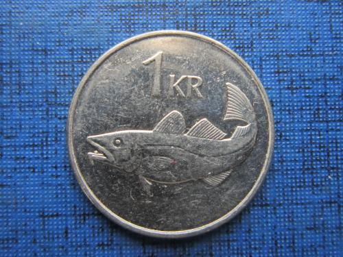 Монета 1 крона Исландия 2006 фауна рыба