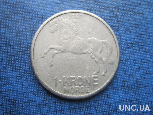 монета 1 крона Норвегия 1960 фауна лошадь нечастый год
