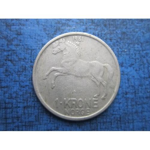 Монета 1 крона Норвегия 1961 фауна лошадь