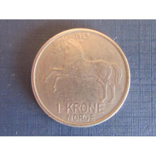 Монета 1 крона Норвегия 1963 фауна лошадь