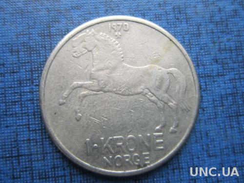 монета 1 крона Норвегия 1970 фауна лошадь
