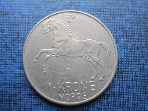 Монета 1 крона Норвегия 1972 фауна лошадь