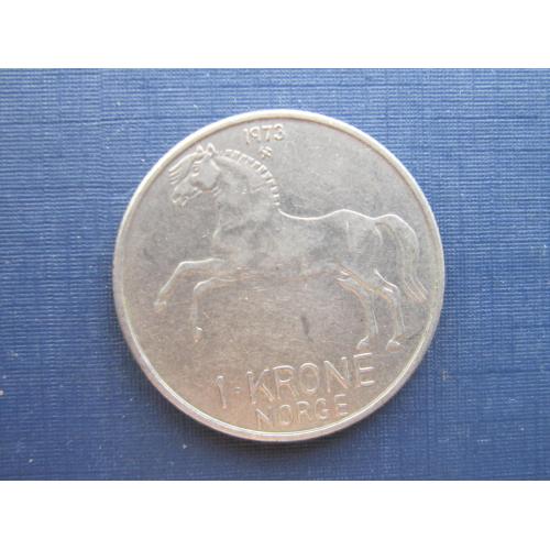 Монета 1 крона Норвегия 1973 фауна лошадь