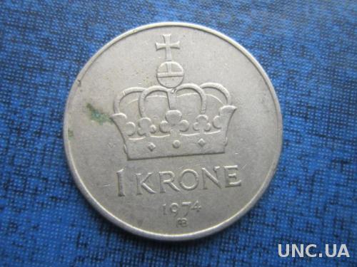 монета 1 крона Норвегия 1974

