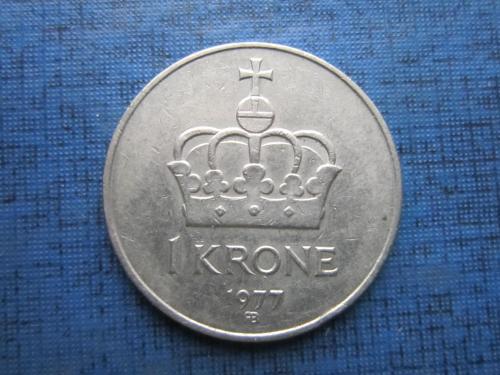 Монета 1 крона Норвегия 1977