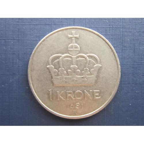 Монета 1 крона Норвегия 1981