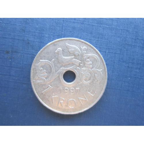 Монета 1 крона Норвегия 1997 фауна птица