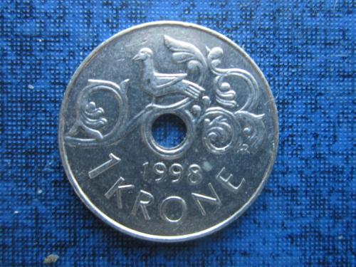 монета 1 крона Норвегия 1998 фауна птица