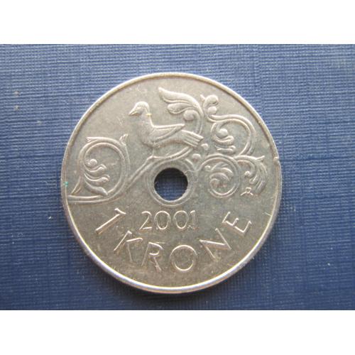 Монета 1 крона Норвегия 2001 фауна птица