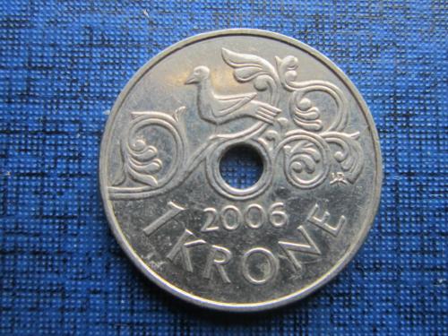Монета 1 крона Норвегия 2006 фауна птица