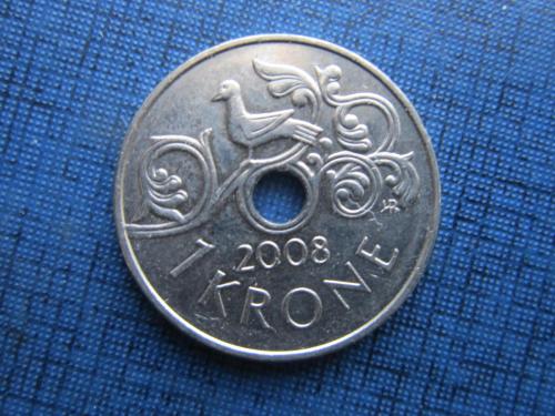 Монета 1 крона Норвегия 2008 фауна птица