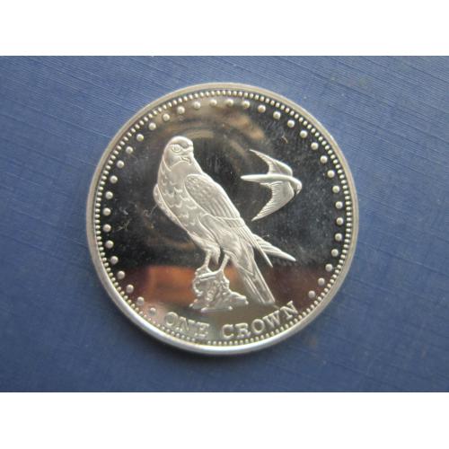Монета 1 крона Остров Гоф Тристан-да-Кунья Британский 2009 фауна птица сокол
