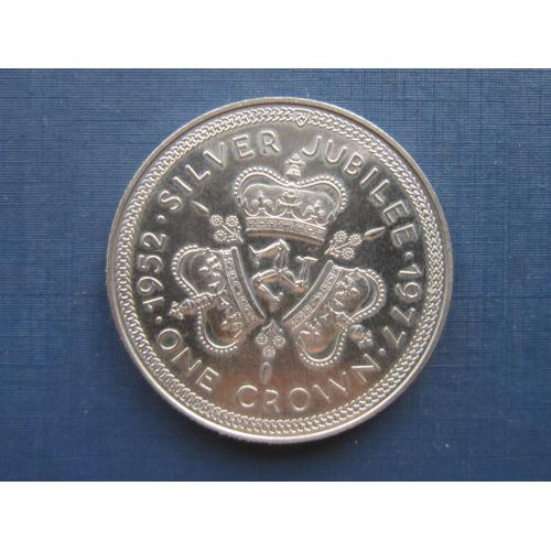 Монета 1 крона Остров Мэн Великобритания 1977 25 лет правления