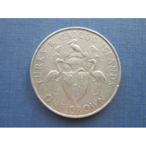 Монета 1 крона Острова Тёркс и Кайкос Британские 1986
