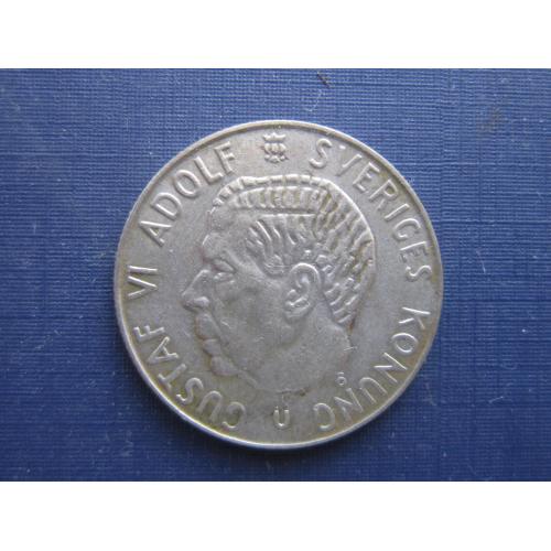 Монета 1 крона Швеция 1963 серебро