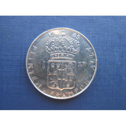 Монета 1 крона Швеция 1965 серебро