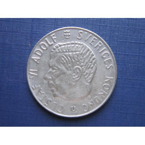Монета 1 крона Швеция 1968 серебро