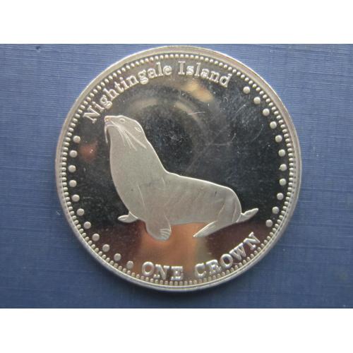 Монета 1 крона Тристан-да-Кунья Британский 2011 фауна морской лев