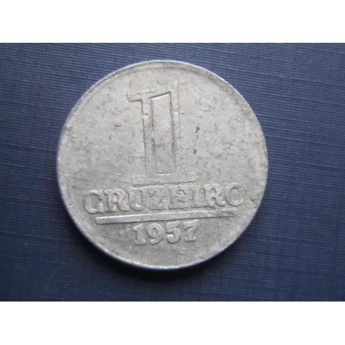 Монета 1 крузейро Бразилия 1957 алюминий