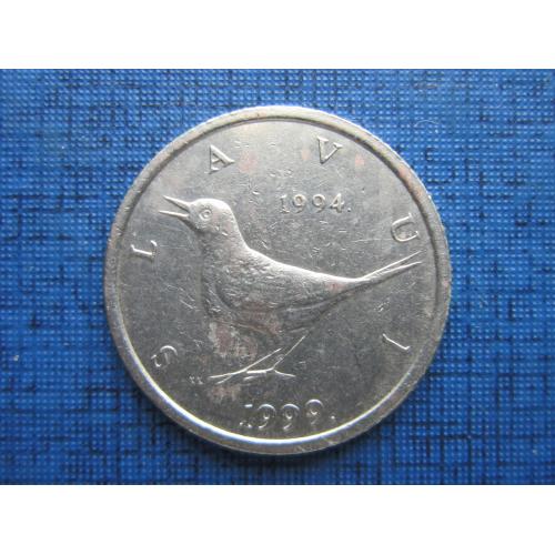 Монета 1 куна Хорватия 1999 фауна птица юбилейка 2 даты