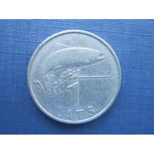 Монета 1 лат Латвия 1992 фауна рыба форель