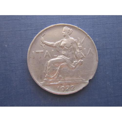 Монета 1 лира Италия 1922