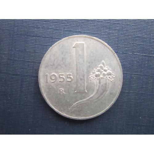 Монета 1 лира Италия 1955 рог изобилия весы
