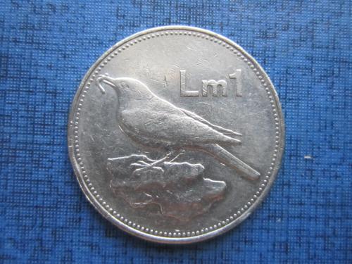 монета 1 лира Мальта 1991 фауна птица