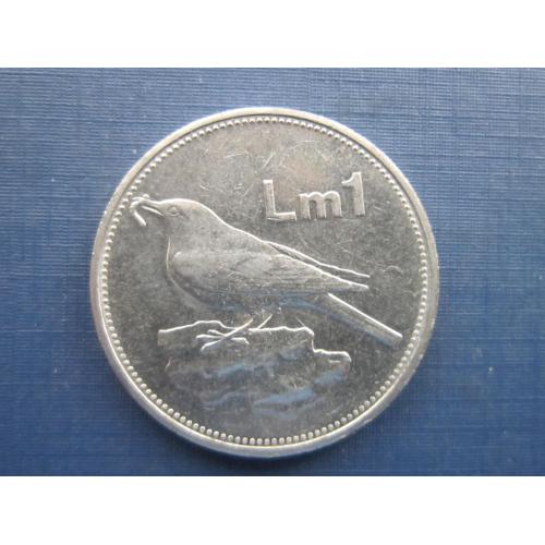 Монета 1 лира Мальта 1994 фауна птица