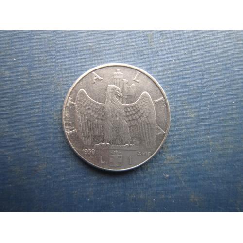 Монета 1 ліра Італія 1939 немагнітна