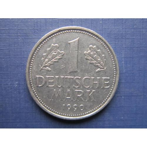 Монета 1 марка Германия ФРГ 1990 D