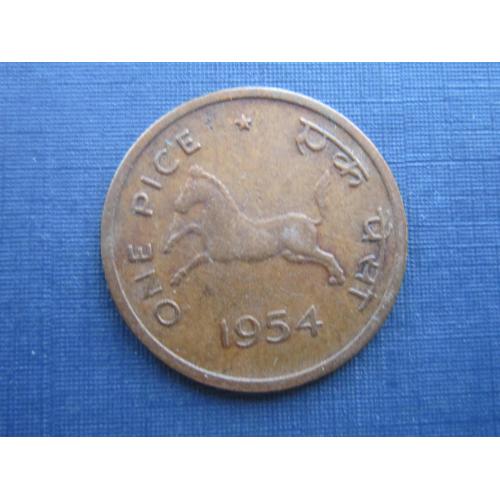 Монета 1 пайс Индия 1954 фауна лошадь