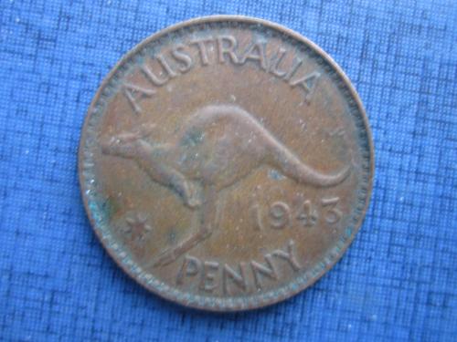 Монета 1 пенни Австралия 1943 фауна кенгуру